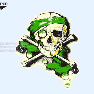 Наклейка "Череп с зеленой повязкой" 100х90 мм. Mazepper