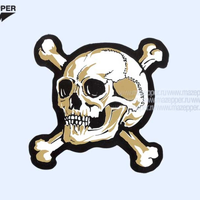 Наклейка "Череп с костями" 120х115 мм. (золотистая) Mazepper