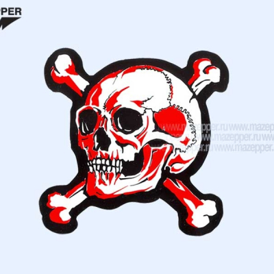 Наклейка "Череп с костями" 120х115 мм. (красная) Mazepper