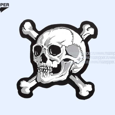 Наклейка "Череп с костями" 120х115 мм. (серебристая) Mazepper