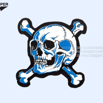 Наклейка "Череп с костями" 120х115 мм. (синяя) Mazepper