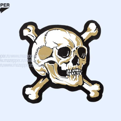 Наклейка "Череп с костями" 70х65 мм. (золотистая) Mazepper