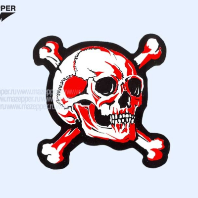 Наклейка "Череп с костями" 70х65 мм. (красная) Mazepper