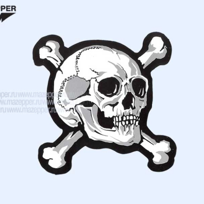 Наклейка "Череп с костями" 70х65 мм. (серебристая) Mazepper