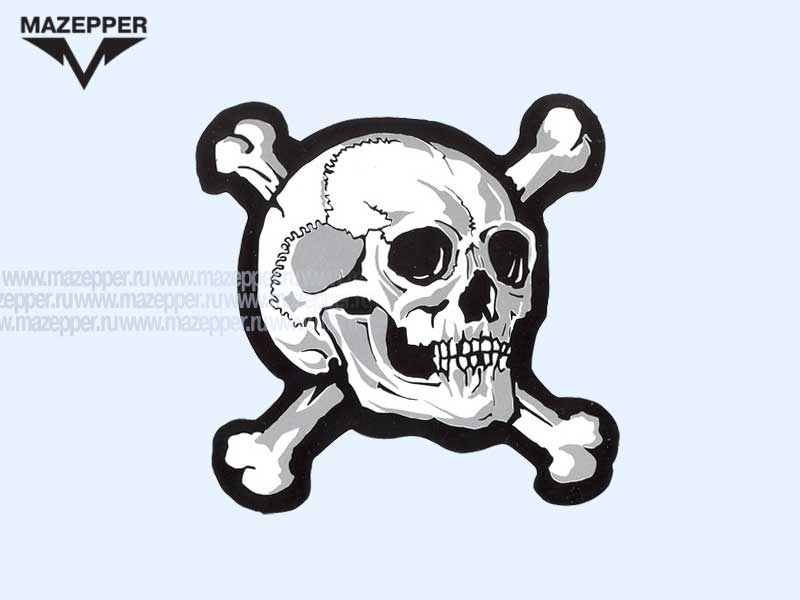 Наклейка "Череп с костями" 70х65 мм. (серебристая) Mazepper