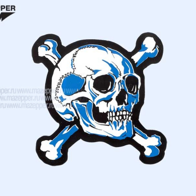 Наклейка "Череп с костями" 70х65 мм. (синяя) Mazepper