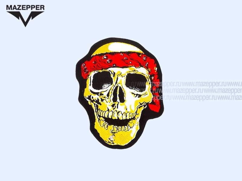 Наклейка "Череп с красной повязкой" 70х60 мм. Mazepper