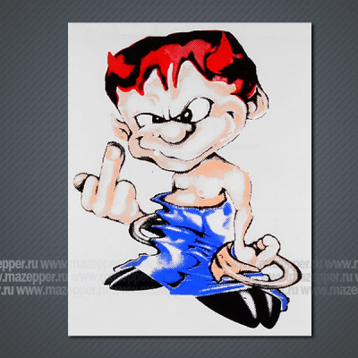 Наклейка "Черт Fak" 115х90 мм. (левая) Mazepper