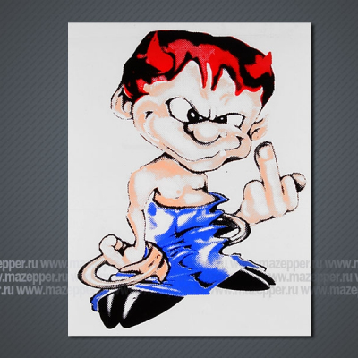 Наклейка "Черт Fak" 115х90 мм. (правая) Mazepper