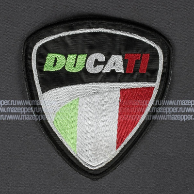 Нашивка "DUKATI" - шеврон 100х110 мм. (чёрный, красный, белый, зелёный) Mazepper