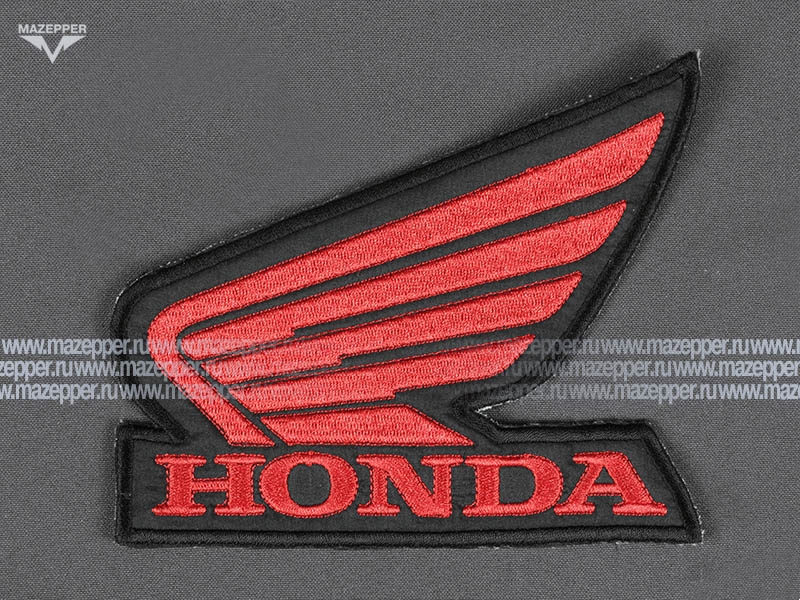 Нашивка "HONDA" - крыло 145х125 мм. (чёрный, красный) Mazepper