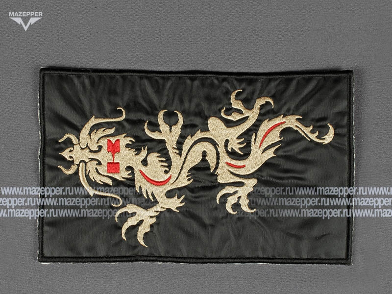 Нашивка "KAWASAKI-DRAGON" 220х135 мм. (чёрный, красный, бежевый) Mazepper