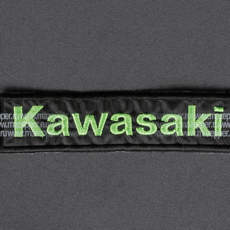 Нашивка "KAWASAKI" - логотип 135х35 мм. (чёрный, зелёный) Mazepper