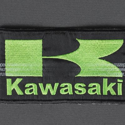 Нашивка "KAWASAKI" - логотип 140х75 мм. (чёрный, зелёный) Mazepper