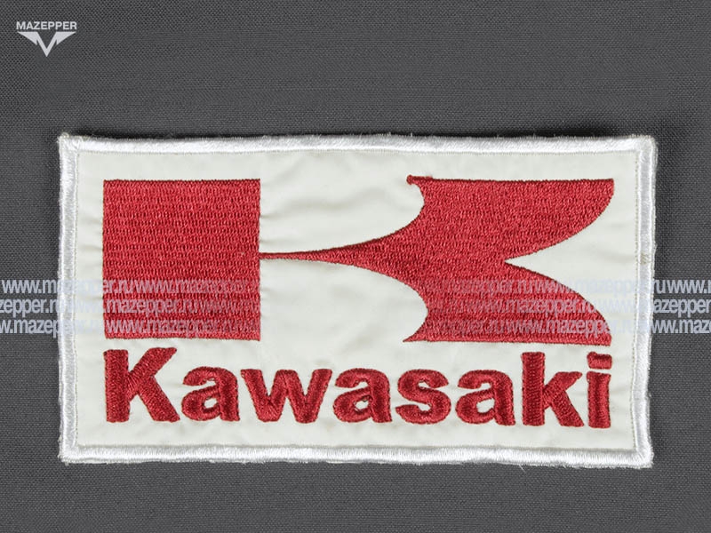 Нашивка "KAWASAKI" 140х75 мм. (белый, красный) Mazepper