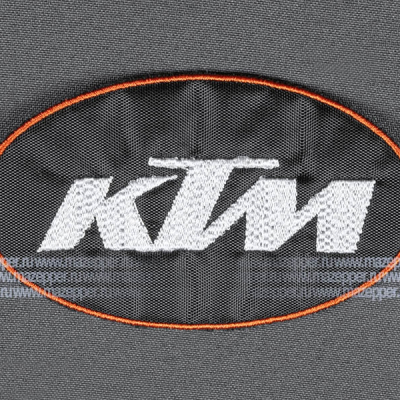 Нашивка "KTM" - логотип (овал) 100х55 мм. (чёрный, белый, оранжевый) Mazepper