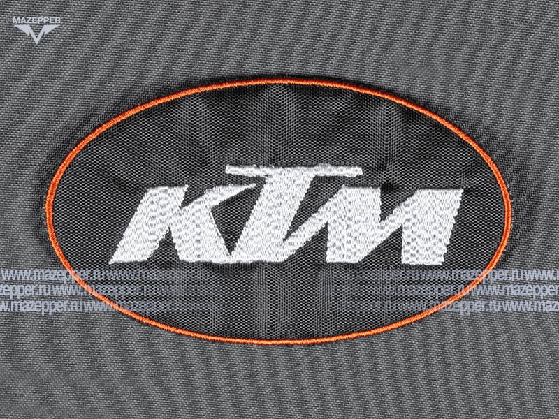 Нашивка "KTM" - логотип (овал) 100х55 мм. (чёрный, белый, оранжевый) Mazepper