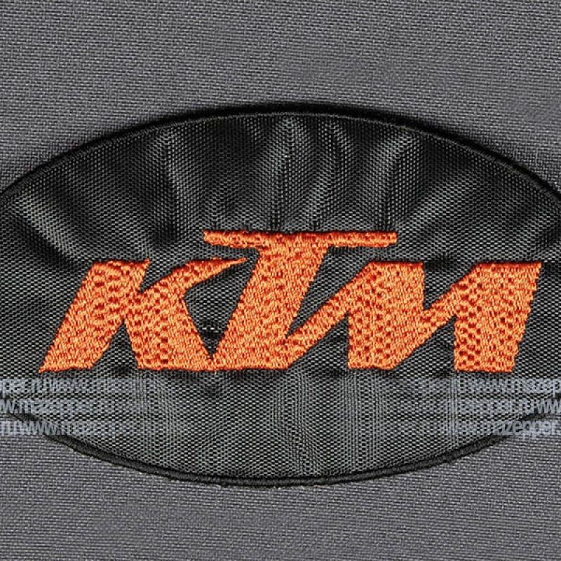 Нашивка "KTM" - логотип (овал) 100х55 мм. (чёрный, оранжевый) Mazepper