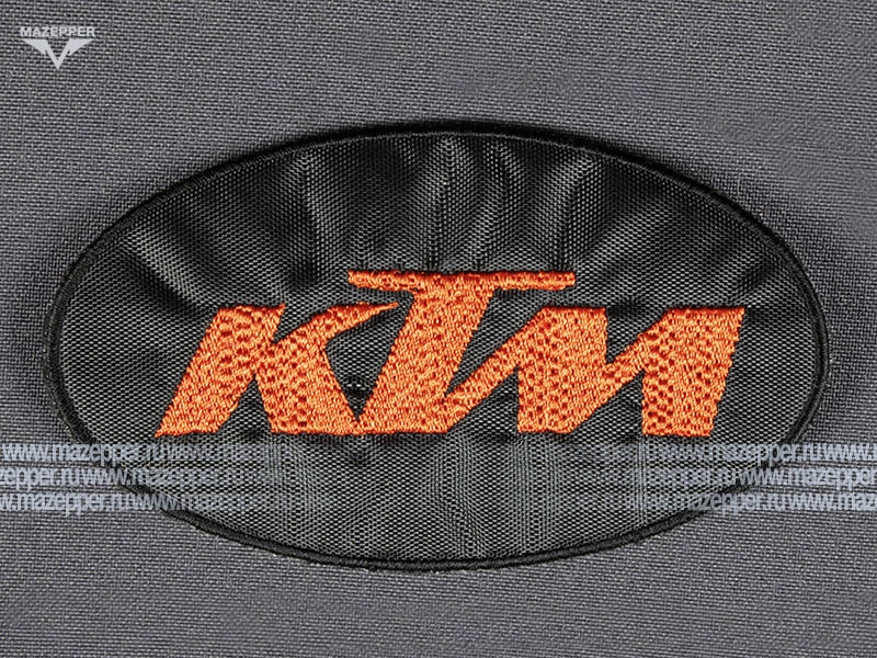 Нашивка "KTM" - логотип (овал) 100х55 мм. (чёрный, оранжевый) Mazepper