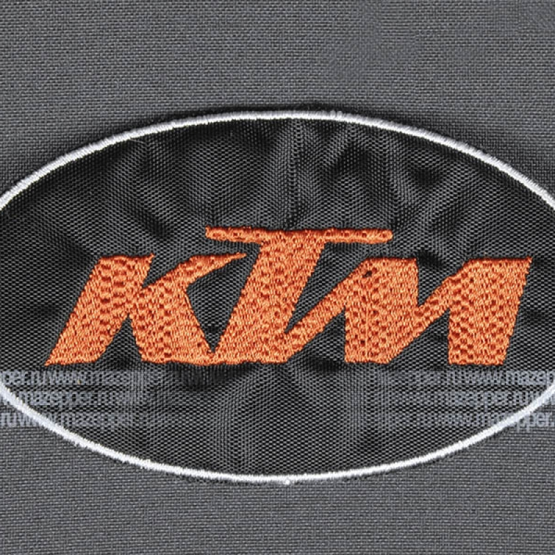 Нашивка "KTM" - логотип (овал) 100х55 мм. (чёрный, оранжевый, белый) Mazepper