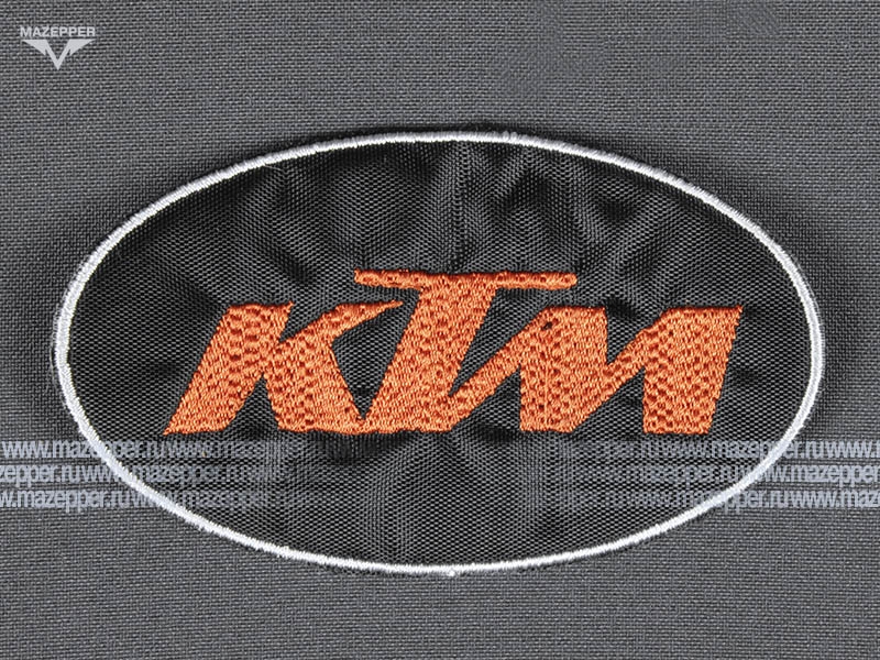 Нашивка "KTM" - логотип (овал) 100х55 мм. (чёрный, оранжевый, белый) Mazepper
