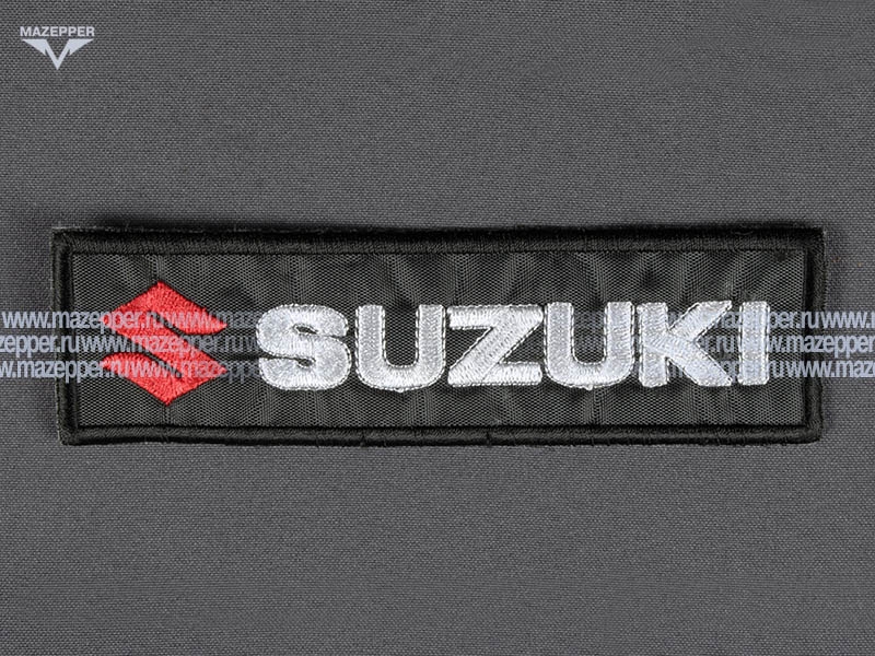 Нашивка "SUZUKI" - логотип 145х40 мм. (чёрный, белый, красный) Mazepper