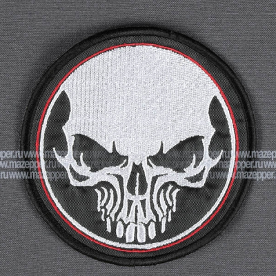 Нашивка "ЧЕРЕП" - оберег D=100 мм. (чёрный, белый. красный) Mazepper
