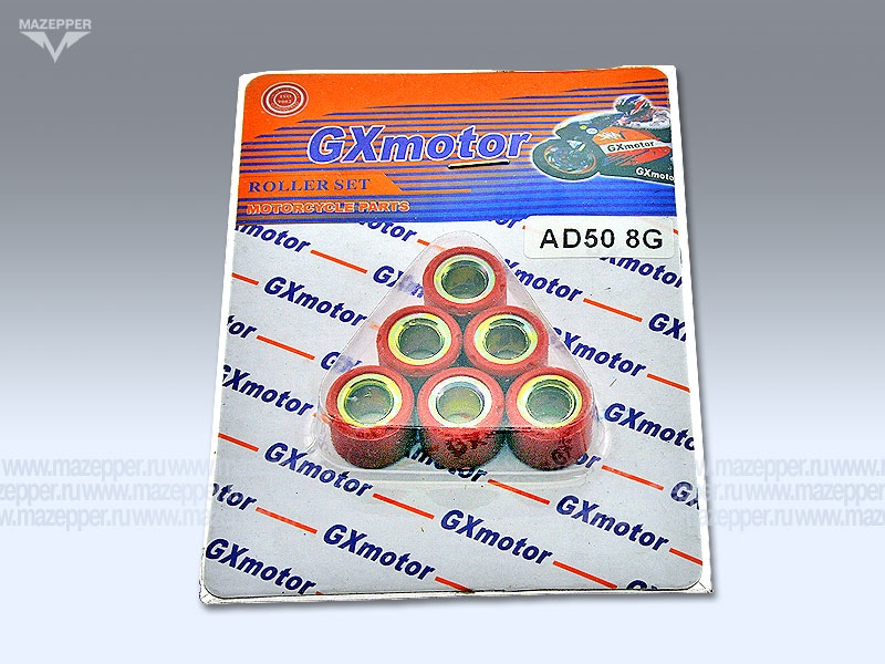 Ролики вариатора D=16 мм., H=12 мм.,  8,0 гр., 6 шт. "Suzuki" (дв. AD50) GXMOTOR Mazepper