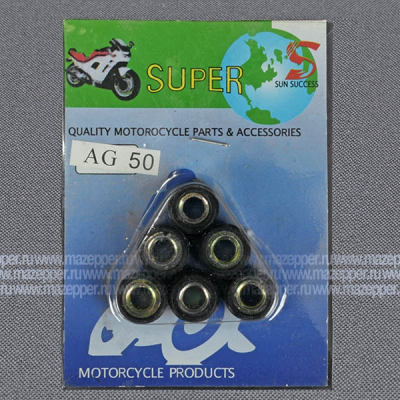 Ролики вариатора D=16 мм., H=12 мм., 10,0 гр., 6 шт. "Suzuki" (дв. AG50) Sun Success Mazepper