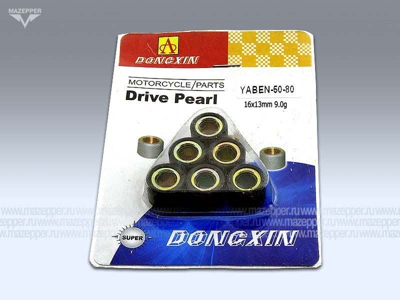 Ролики вариатора D=16 мм., H=13 мм.,  9,0 гр., 6 шт. "Honda", "Honling" (дв. 139QMB, 4Т) DONGXIN Mazepper