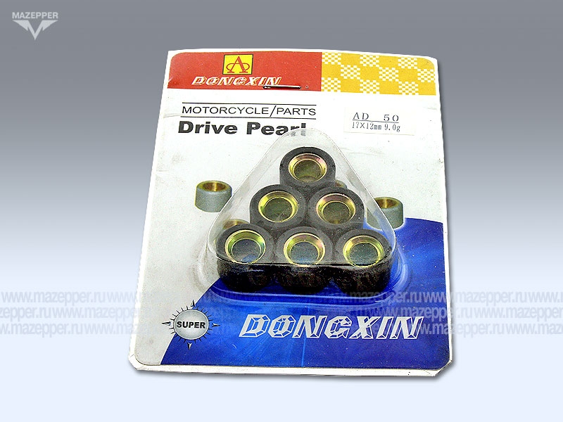 Ролики вариатора D=17 мм., H=12 мм.,  9,0 гр., 6 шт. "Suzuki" (дв. AD100) DONGXIN Mazepper