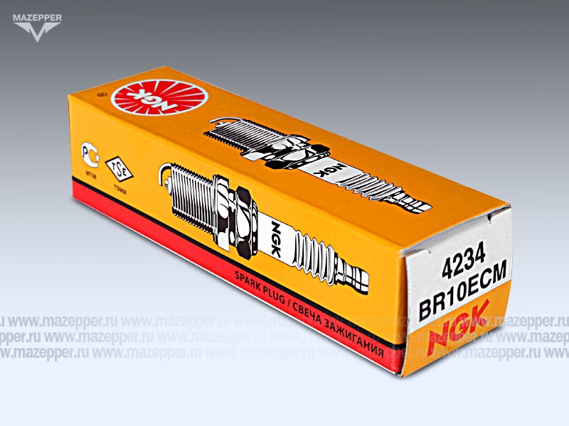 Свеча зажигания "NGK" BR10ECM      (14 х  19 мм.) Mazepper