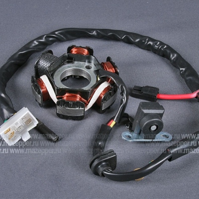 Статор генератора "Honda Dio, Tact" (дв. AF-18/24, 50 см3) 6 катушек (Китай) Mazepper