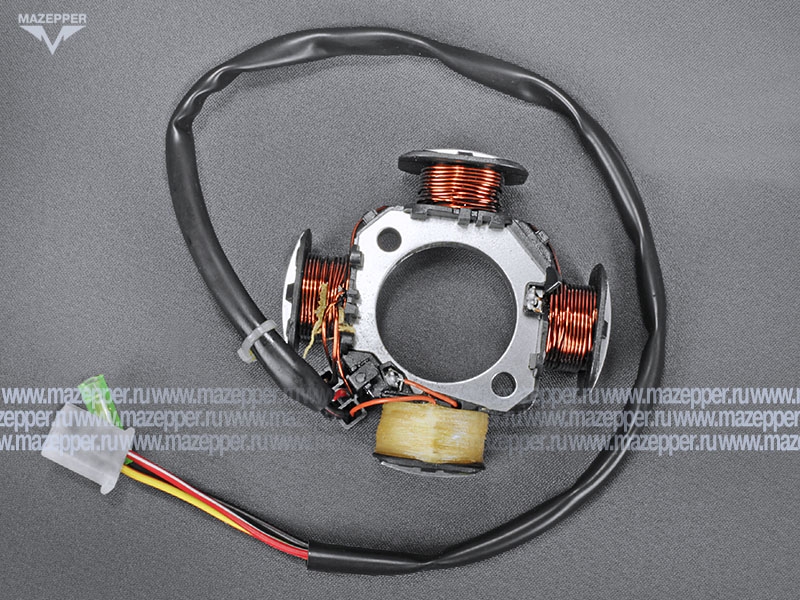Статор генератора "Suzuki Address V100" (дв. E111, 100 см3) 4 катушки (Austus) Mazepper