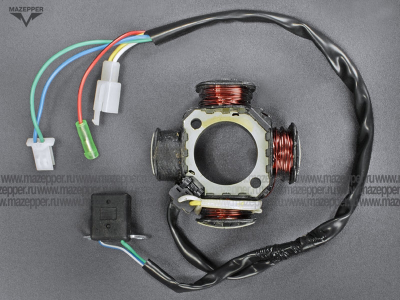 Статор генератора "Suzuki Address" (AD-50, 50 см3) 4 катушки (Китай) Mazepper