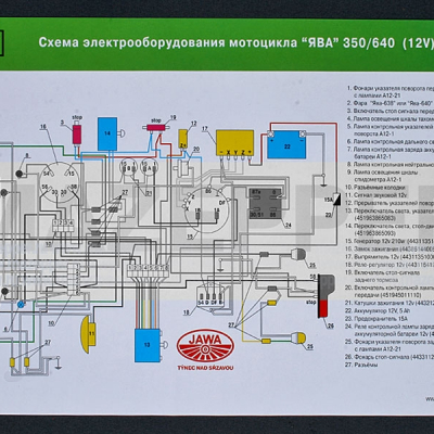 Схема электрооборудования мотоцикла "Ява-640" (12v) Mazepper