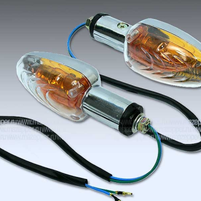 Фонарь указателя поворота универсальный "BF-24" (Свеча) хром. покр., стойка пласт., 2 стекла (Китай) Mazepper
