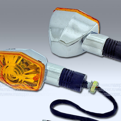 Фонарь указателя поворота универсальный "BF-38" ромб, желтое стекло, покрытие хром. (Китай) Mazepper