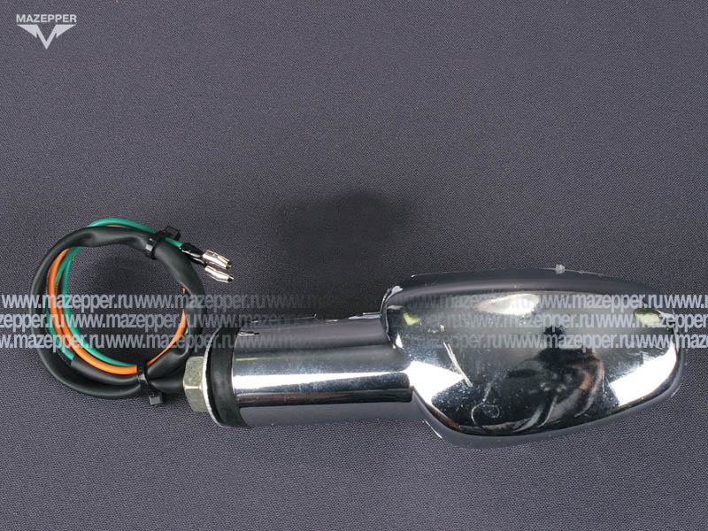 Фонарь указателя поворота универсальный "BF-41" (овал, стойка пластик, белое стекло, покрытие хром.) Mazepper