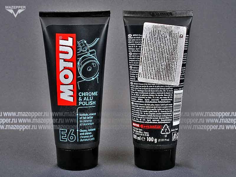 Чистящее средство "MOTUL" E6 для хромированных деталей мотоциклов Chrome &Alu Polish (100 мл.) Mazepper