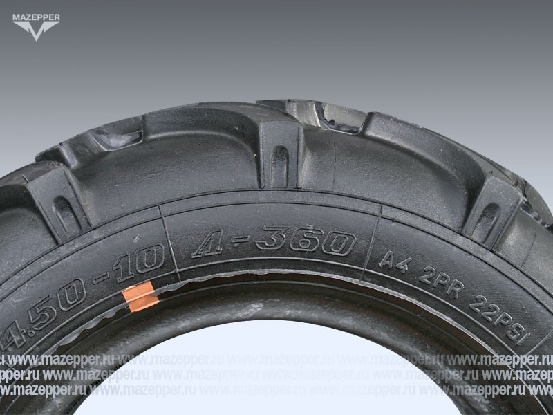 Шина индустриальная 10" 4,50-10 Л-360, 48A4, 2PR (с камерой) "ПЕТРОШИНА" мотоблоки "Нева", "Каскад" Mazepper
