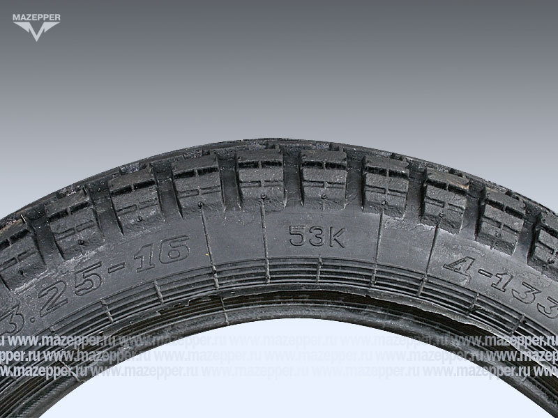 Шина мото 16" 3,25-16 Л-133, M/C, 52К, 4PR (с камерой) "ПЕТРОШИНА" Восход, Сова, Курьер (дорожная) Mazepper