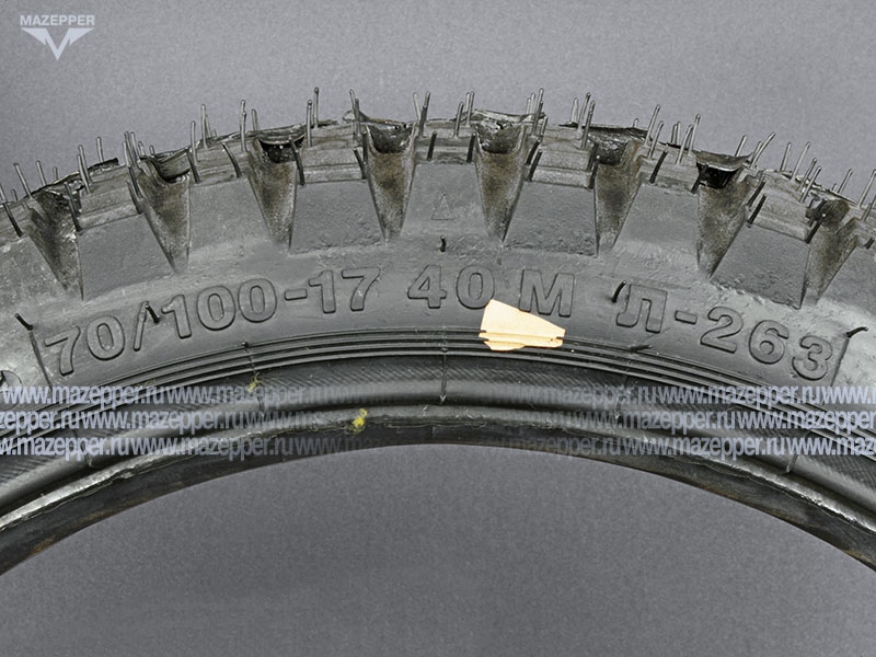 Шина мото 17"  70/100-17 Л-263, M/C, 40M, 4PR (с камерой) "ПЕТРОШИНА" DELTA (вентиль TR4) эндуро Mazepper