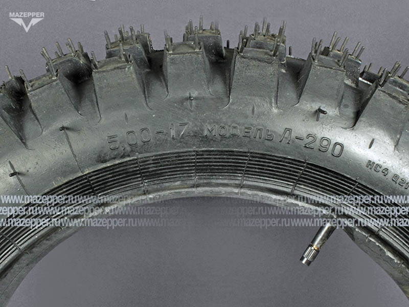 Шина мото 17" 5,00-17 Л-290, M/C, 54N, 4PR (с камерой) "ПЕТРОШИНА" (кросс) Mazepper