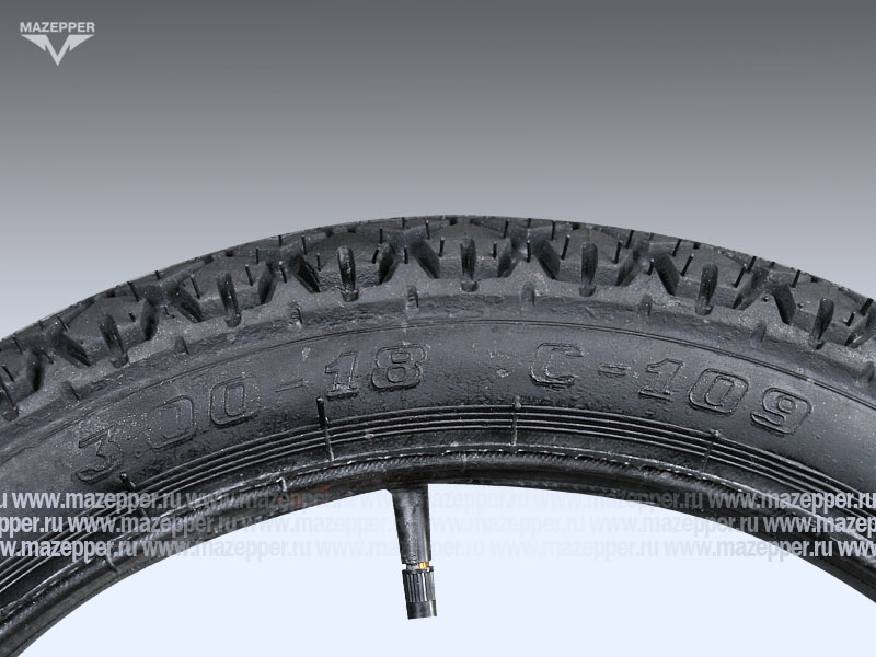 Шина мото 18" 3,00-18 С-109, M/C, 52L, 4PR (с камерой) "ПЕТРОШИНА" Минск (дорожная) Mazepper