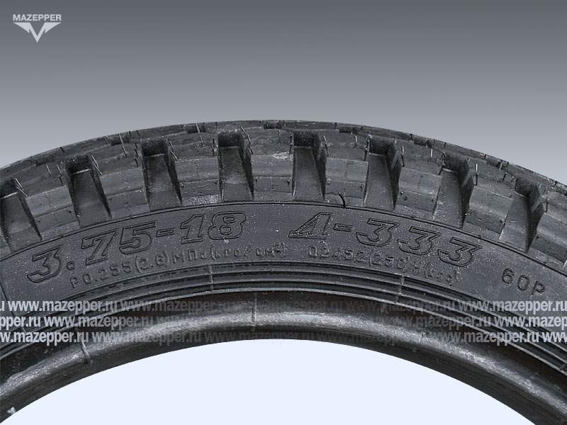 Шина мото 18" 3,75-18 Л-333, M/C, 60P, 4PR (с камерой) "ПЕТРОШИНА" ИЖ, Ява (эндуро) Mazepper