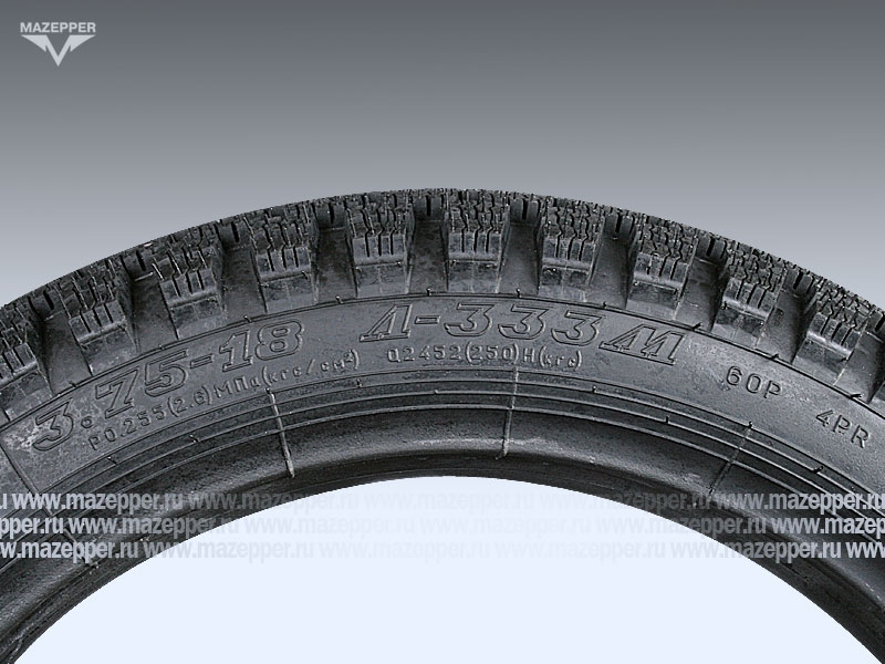 Шина мото 18" 3,75-18 Л-333М, 60P, 4PR (с камерой) "ПЕТРОШИНА" ИЖ, Ява (эндуро) зимняя Mazepper