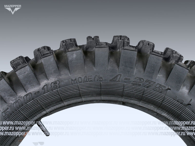 Шина мото 18" 5,00-18 Л-275, M/C, 64P, 4PR (с камерой) "ПЕТРОШИНА" (вентиль TR4) кросс Mazepper