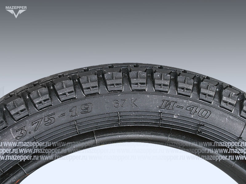 Шина мото 19" 3,75-19   И-40, M/C, 67K, 4PR (с камерой) "ПЕТРОШИНА" Урал, Днепр, К-750 (дорожная) Mazepper