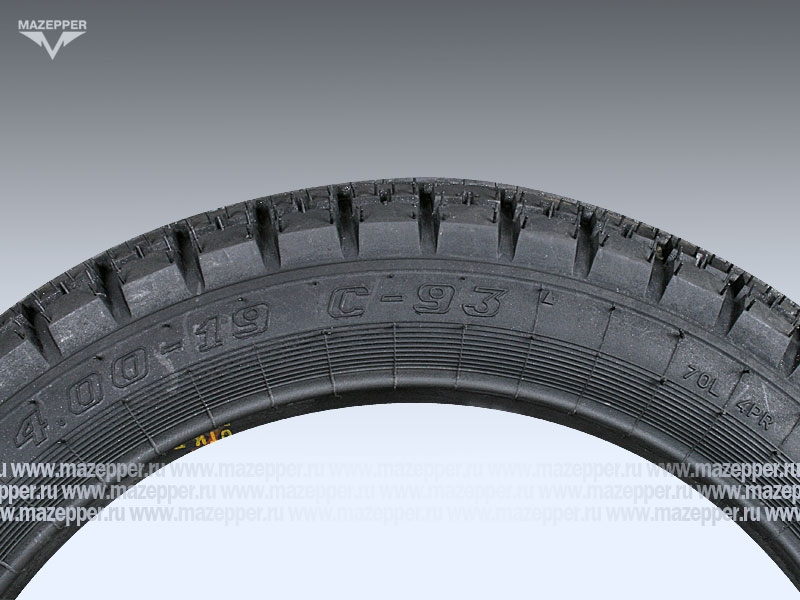 Шина мото 19" 4,00-19   С-93, M/C, 70L, 4PR (с камерой) "ПЕТРОШИНА" Урал, Днепр, К-750 (дорожная) Mazepper